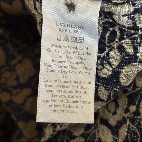Everlane The Linen Workwear Shirt Medium Midnight Floral - Picture 6 of 7
